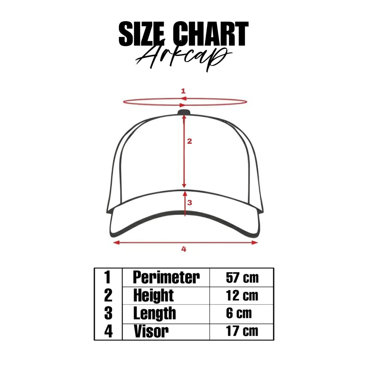 Arkcap basic white Size Guide