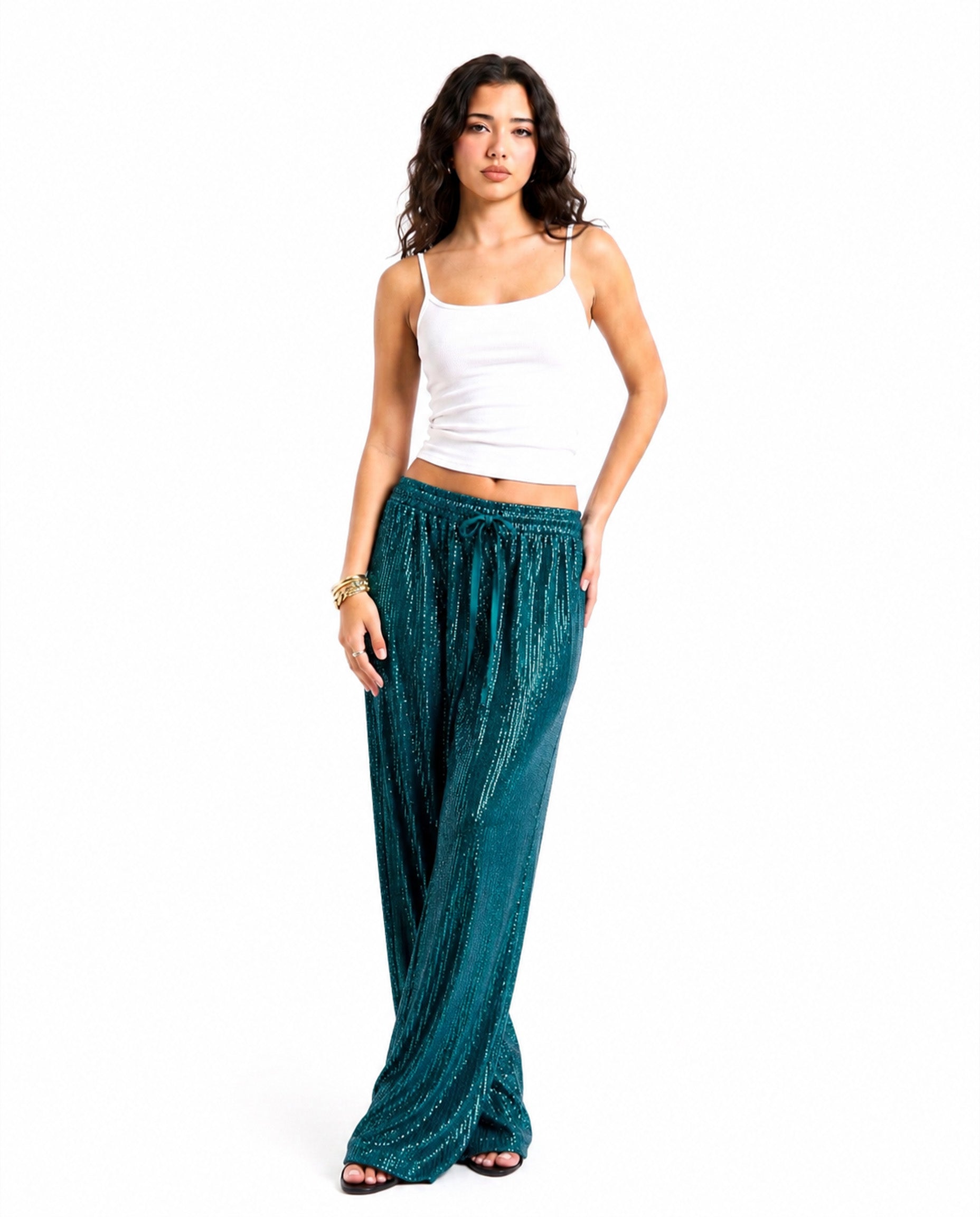 TEAL GREEN PARTY PANTS