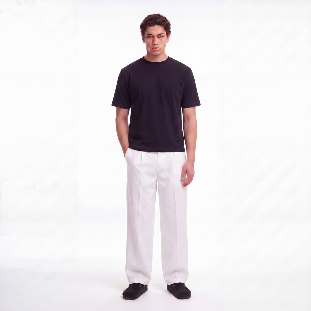 WHITE GABARDINE TROUSERS