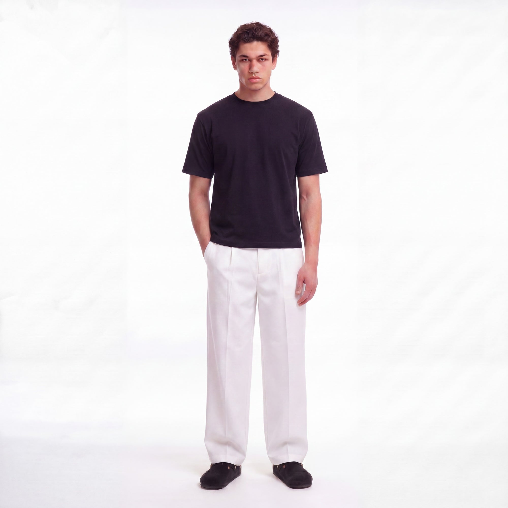 WHITE GABARDINE TROUSERS