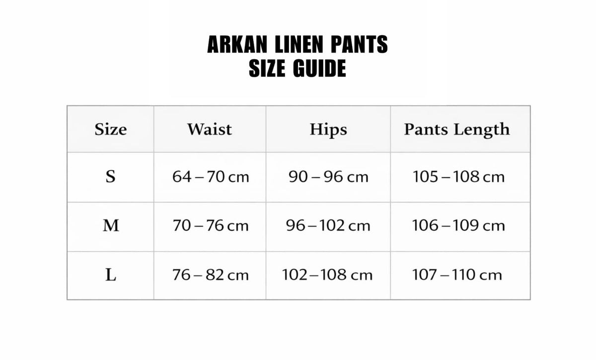 BUTTER YELLOW ARKAN LINEN Size Guide