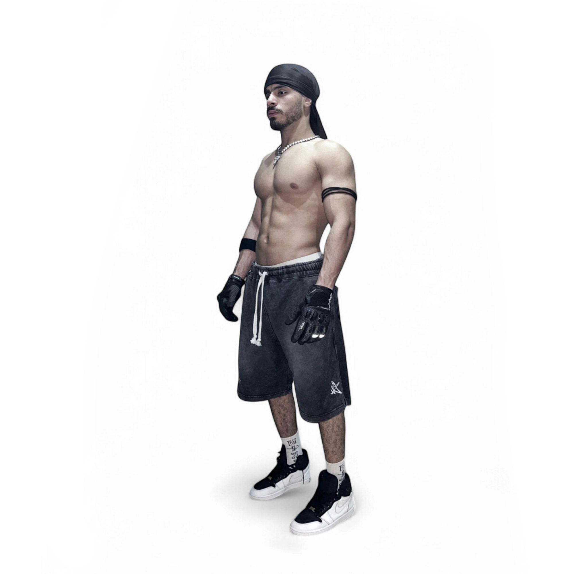 arkan washed black short